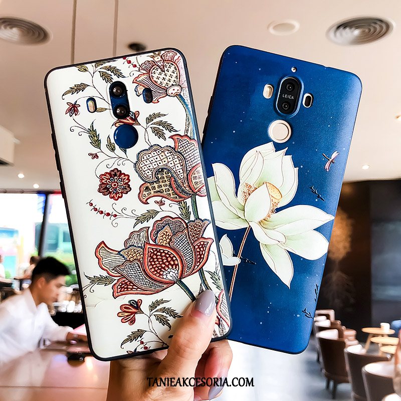 Etui Huawei Mate 9 Kwiatowa Relief Niebieski, Obudowa Huawei Mate 9 Świeży Telefon Komórkowy Anti-fall