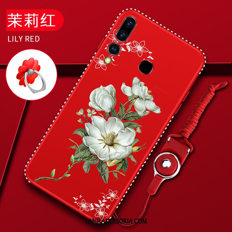 Etui Huawei P Smart+ 2019 Czerwony Netto Telefon Komórkowy All Inclusive, Obudowa Huawei P Smart+ 2019 Nubuku Tendencja Silikonowe