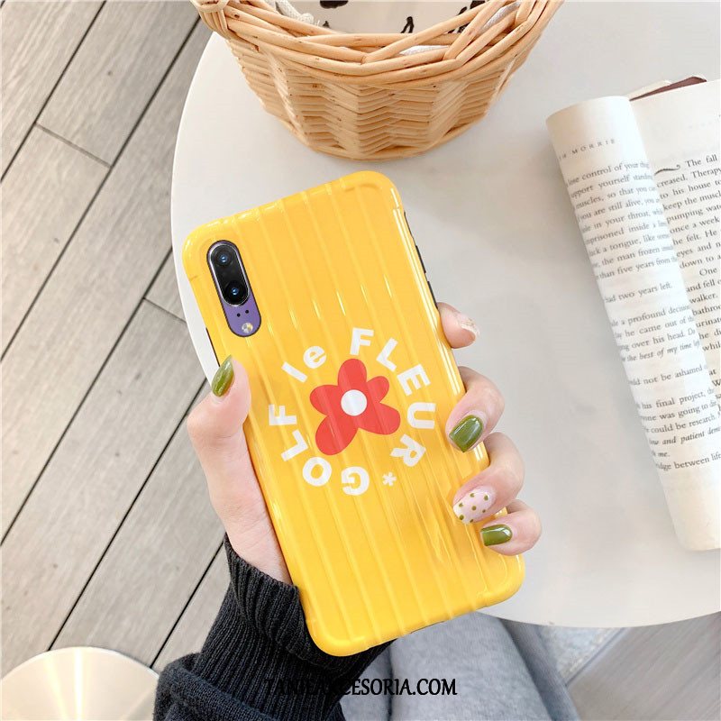 Etui Huawei P20 Moda W Paski Telefon Komórkowy, Obudowa Huawei P20 Kwiaty Wiatr Czerwony Netto