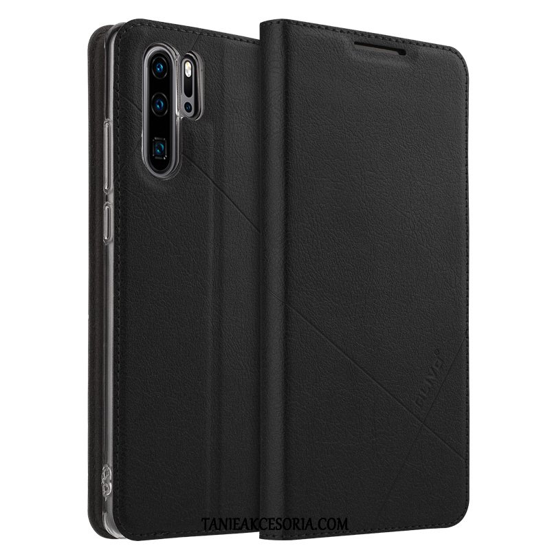 Etui Huawei P30 Pro Skórzany Futerał All Inclusive Czarny, Obudowa Huawei P30 Pro Klapa Anti-fall Silikonowe