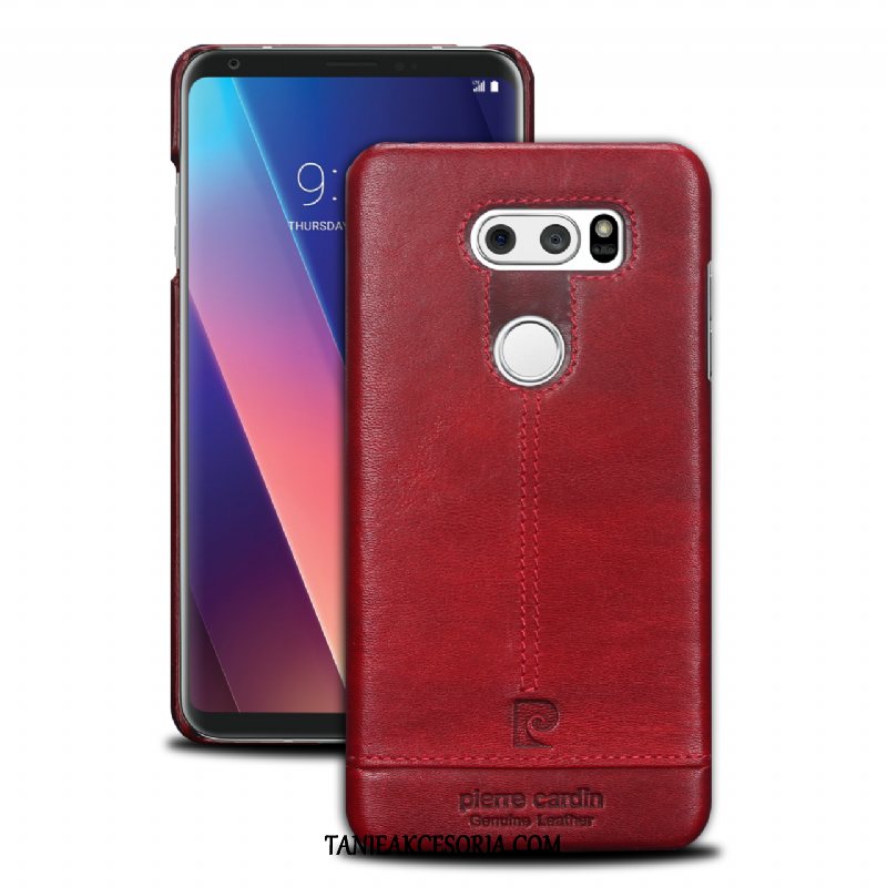 Etui Lg V30 Prawdziwa Skóra Classic Anti-fall, Obudowa Lg V30 Ochraniacz Telefon Komórkowy Czerwony