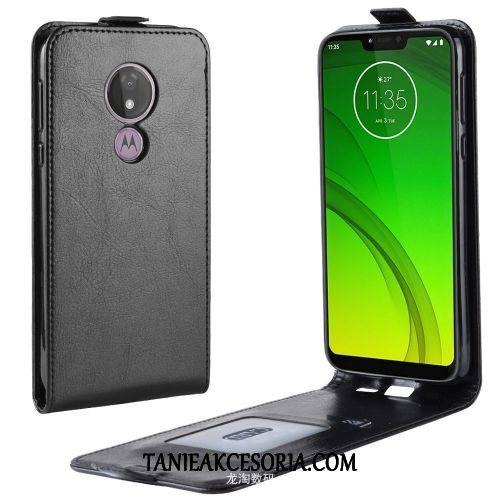 Etui Moto G7 Power Skórzany Futerał Portfel Proste, Pokrowce Moto G7 Power Ochraniacz Czarny Telefon Komórkowy