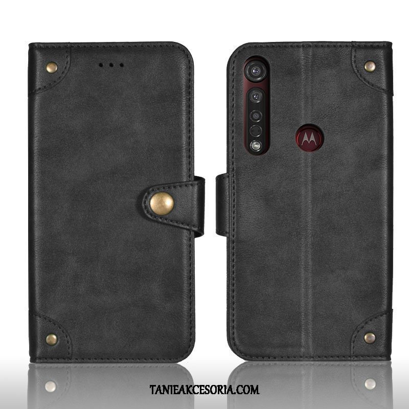 Etui Moto G8 Plus Telefon Komórkowy Czarny Vintage, Pokrowce Moto G8 Plus Skórzany Futerał Portfel Karta