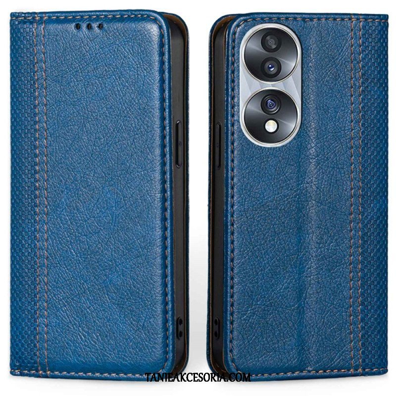 Etui Na Telefon do Honor 70 Etui Folio Skórzane Szwy Liczi