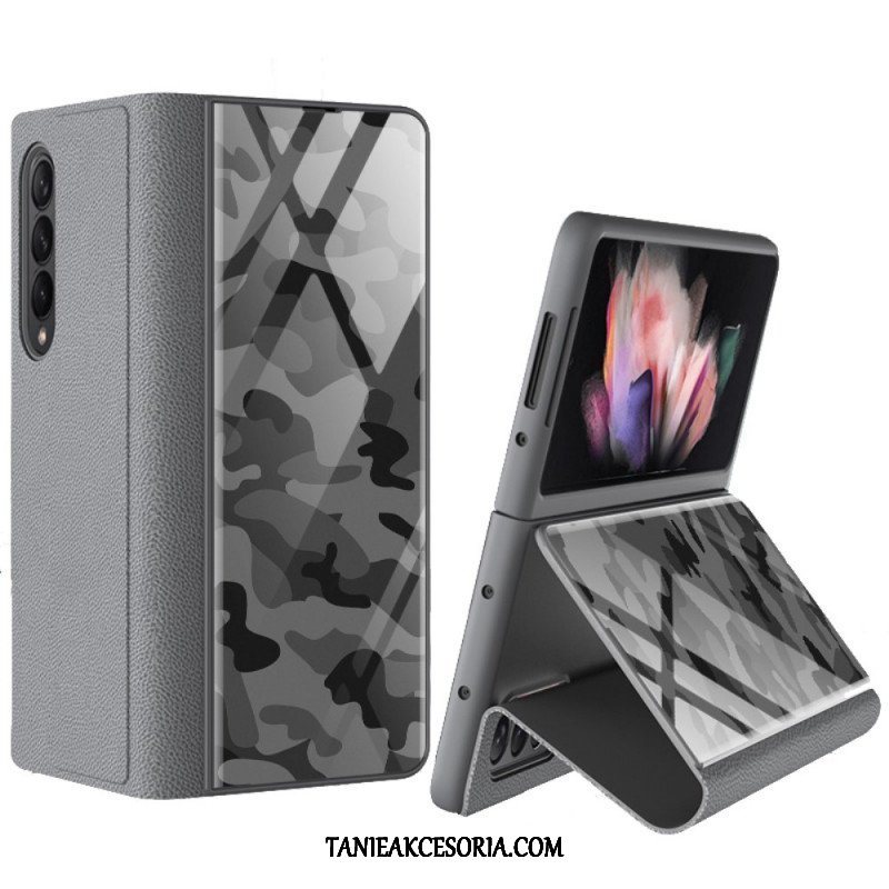 Etui Na Telefon do Samsung Galaxy Z Fold 3 5G Etui Folio Szkło Hartowane W Kamuflażu