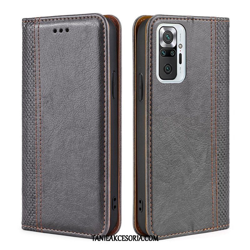 Etui Na Telefon do Xiaomi Redmi Note 10 Pro Etui Folio Przeszycia Ze Skóry Liczi