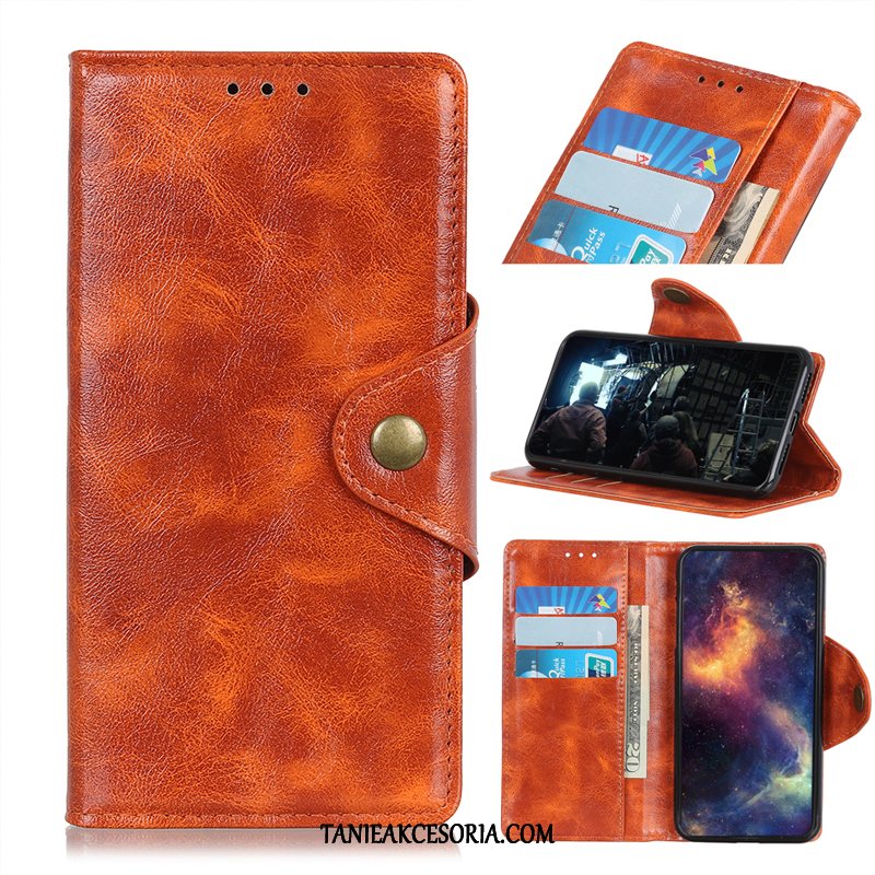 Etui Samsung Galaxy A70s Prawdziwa Skóra Gwiazda Skórzany Futerał, Obudowa Samsung Galaxy A70s Portfel Karta Szkło Hartowane Braun