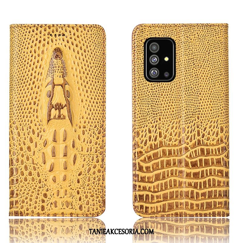 Etui Samsung Galaxy A71 Gwiazda Prawdziwa Skóra Ochraniacz, Obudowa Samsung Galaxy A71 Krokodyl Telefon Komórkowy All Inclusive Braun