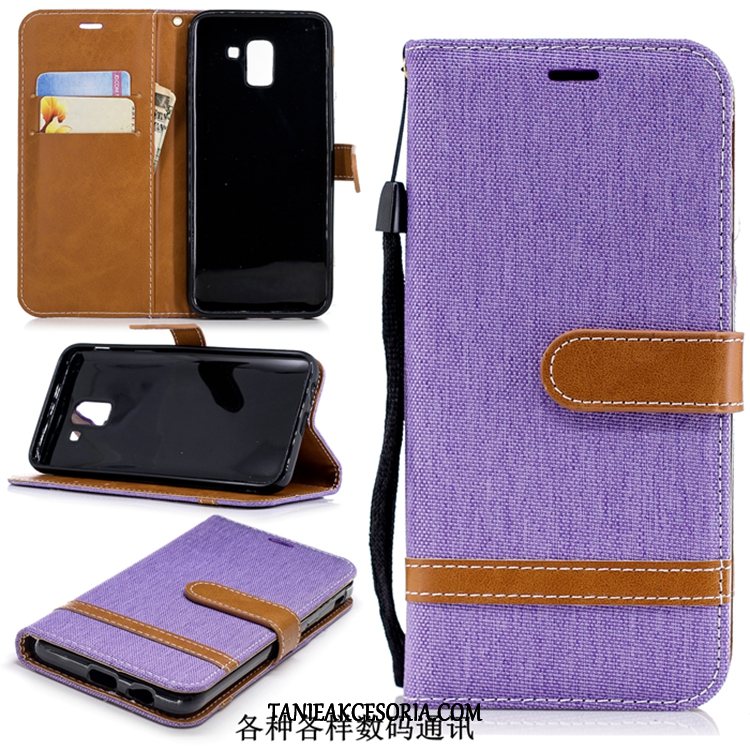 Etui Samsung Galaxy J6+ Purpurowy Telefon Komórkowy Gwiazda, Pokrowce Samsung Galaxy J6+ Denim Skórzany Futerał