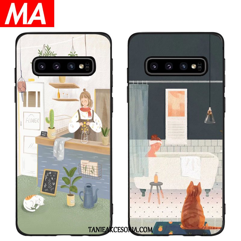 Etui Samsung Galaxy S10+ Miękki Świeży Gwiazda, Obudowa Samsung Galaxy S10+ Zielony Kotek Telefon Komórkowy