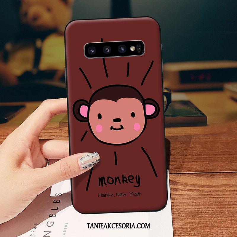 Etui Samsung Galaxy S10 Świeży Kreskówka Czerwony, Obudowa Samsung Galaxy S10 Miękki Czerwony Netto Małpa Braun