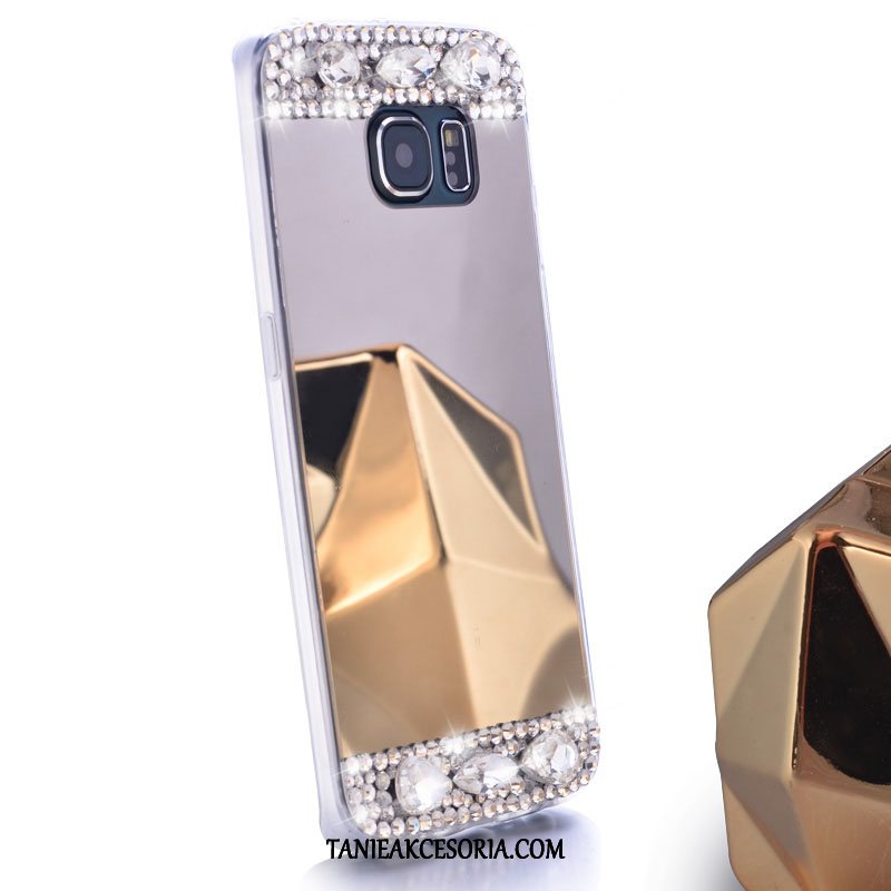 Etui Samsung Galaxy S6 Edge Telefon Komórkowy Lustro Ochraniacz, Obudowa Samsung Galaxy S6 Edge Silikonowe Rhinestone Srebro