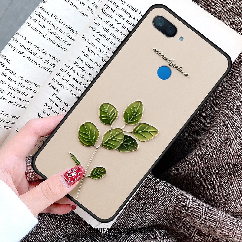 Etui Xiaomi Mi 8 Lite Relief Kolor Osobowość, Futerał Xiaomi Mi 8 Lite Drzewa Wzór Nubuku Beige