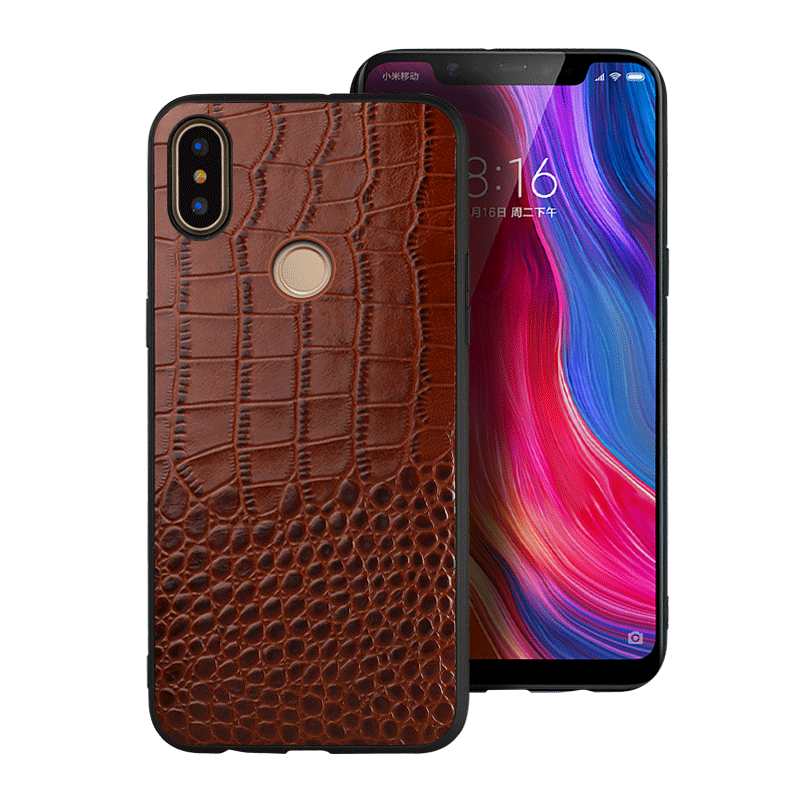 Etui Xiaomi Mi Max 3 Tendencja Skórzany Futerał Mały, Pokrowce Xiaomi Mi Max 3 Telefon Komórkowy Anti-fall Prawdziwa Skóra Braun Beige