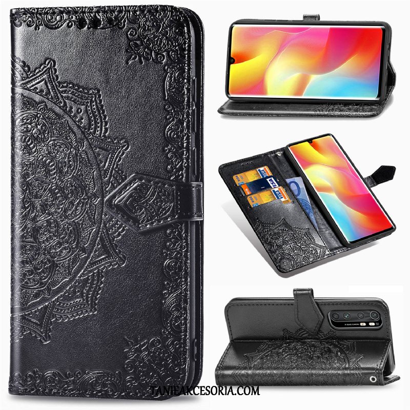 Etui Xiaomi Mi Note 10 Lite All Inclusive Skórzany Futerał Karta, Pokrowce Xiaomi Mi Note 10 Lite Telefon Komórkowy Czarny Anti-fall Beige