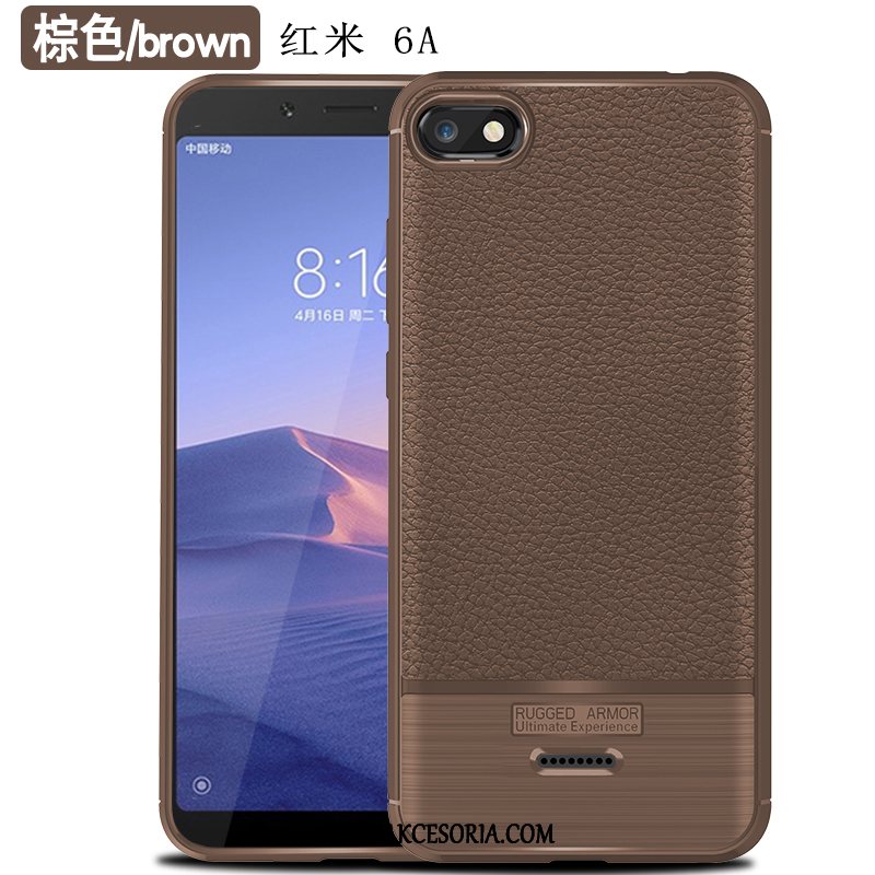 Etui Xiaomi Redmi 6a Osobowość All Inclusive Anti-fall, Futerał Xiaomi Redmi 6a Ochraniacz Czerwony Miękki Braun Beige