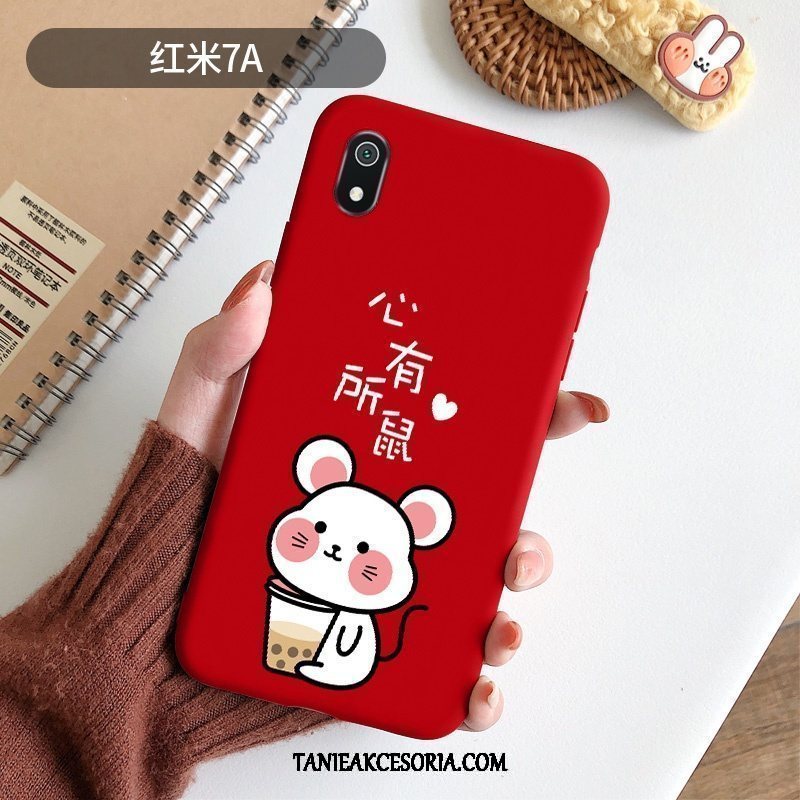 Etui Xiaomi Redmi 7a Ochraniacz Czerwony Miękki, Pokrowce Xiaomi Redmi 7a Nubuku Nowy Cienkie Beige