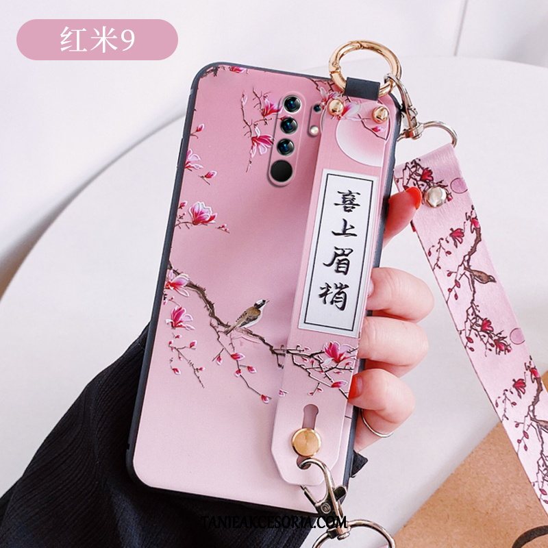 Etui Xiaomi Redmi 9 Chiński Styl Czerwony Netto Telefon Komórkowy, Futerał Xiaomi Redmi 9 Wiatr Czerwony Silikonowe Beige