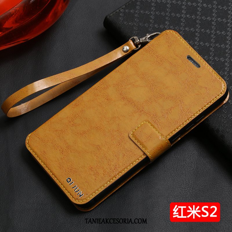 Etui Xiaomi Redmi S2 Ochraniacz Czerwony Skórzany, Futerał Xiaomi Redmi S2 Mały Żółty Telefon Komórkowy Beige