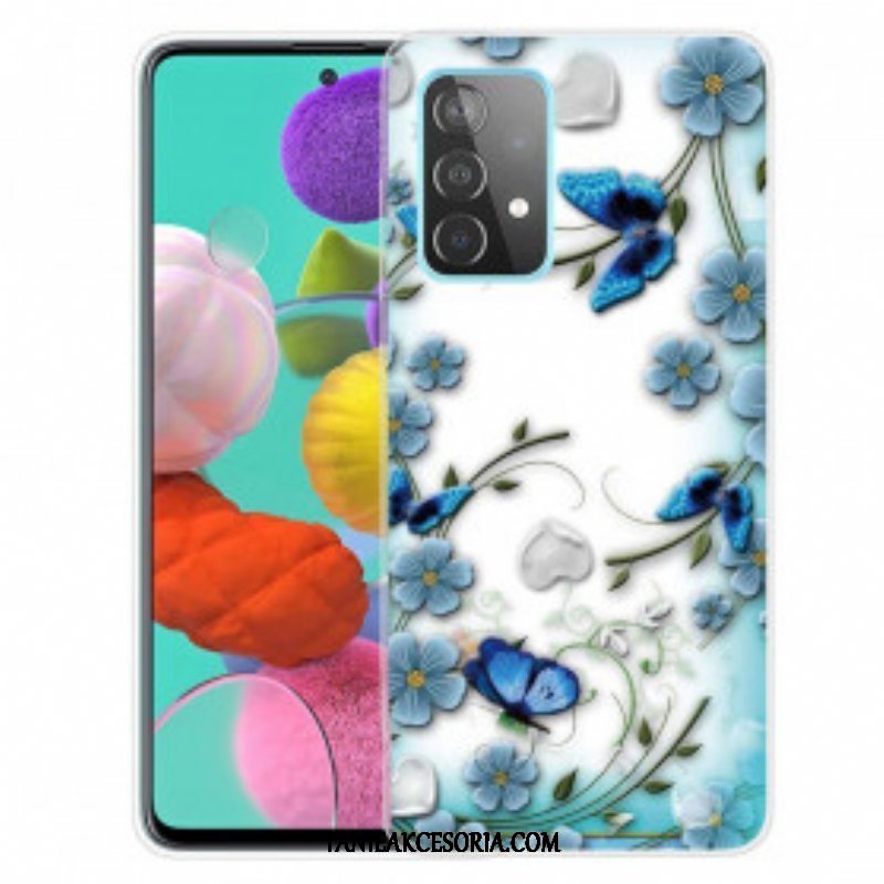 Etui do Samsung Galaxy A52 4G / A52 5G / A52s 5G Retro Motyle I Kwiaty