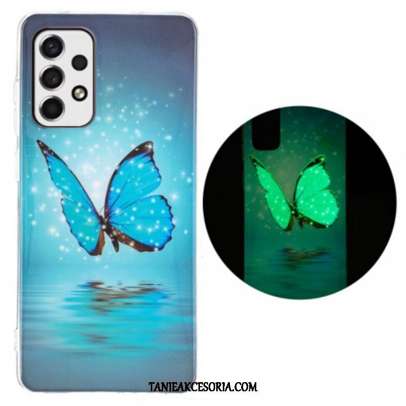 Etui do Samsung Galaxy A53 5G Fluorescencyjny Niebieski Motyl