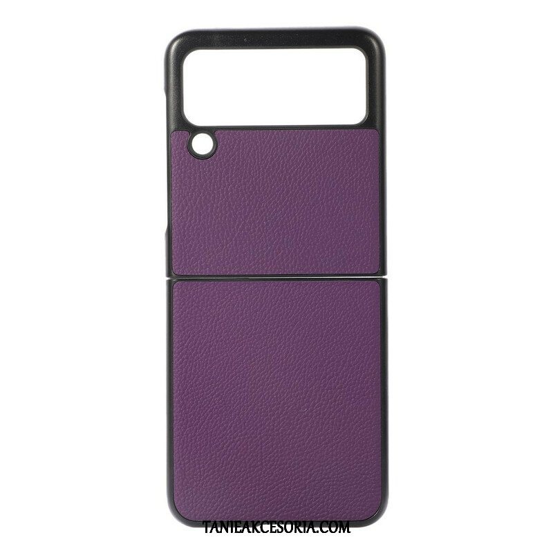 Etui do Samsung Galaxy Z Flip 3 5G Etui Folio Prawdziwa Skóra Litchi