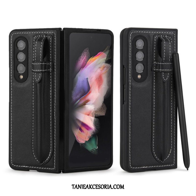 Etui do Samsung Galaxy Z Fold 3 5G Obsadka Do Pióra Z Prawdziwej Skóry