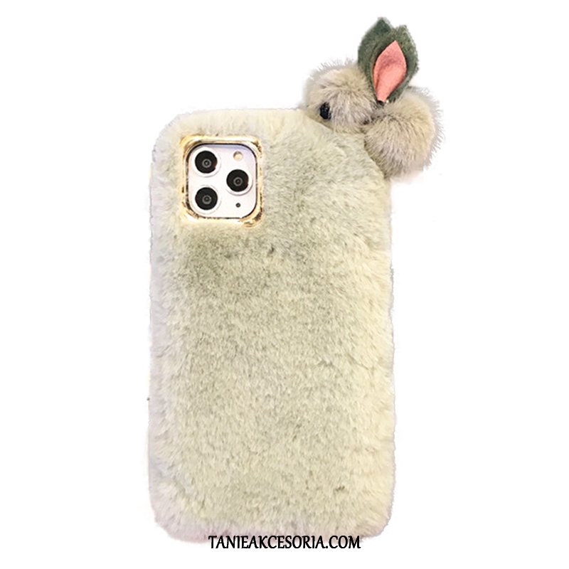 Etui iPhone 11 Pro Max Bunny Telefon Komórkowy Miękki, Futerał iPhone 11 Pro Max Trójwymiarowy Biały Pluszowa