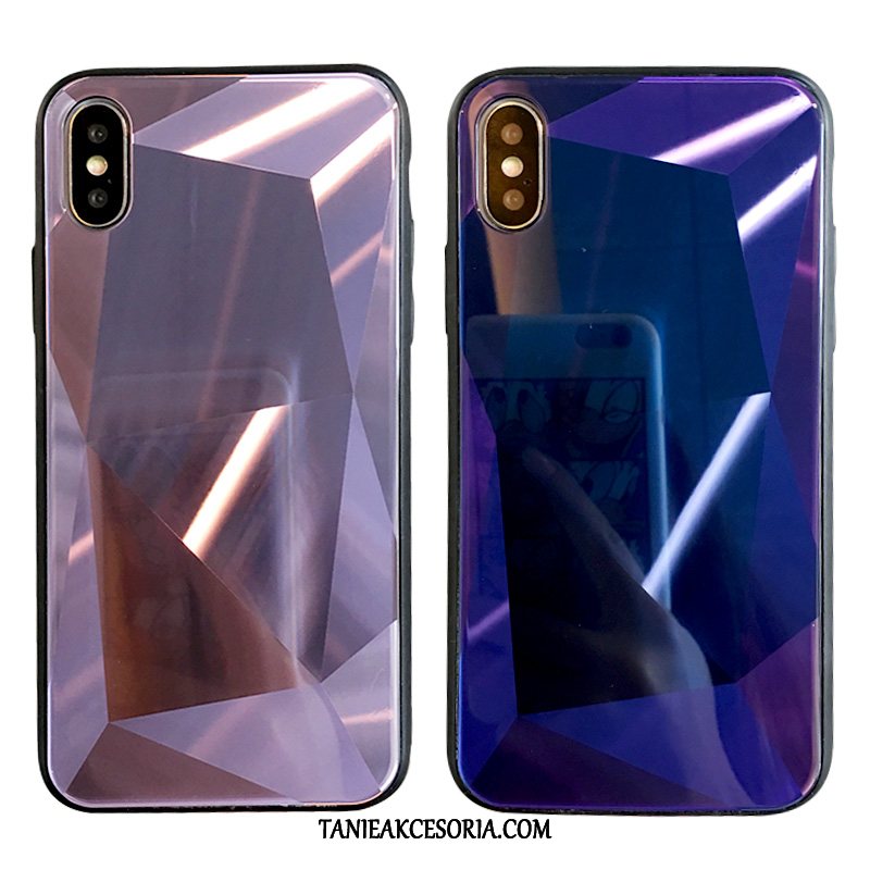 Etui iPhone Xs Lustro Jednolity Kolor Proste, Futerał iPhone Xs Anti-fall Kształt Diamentu Czerwony Netto