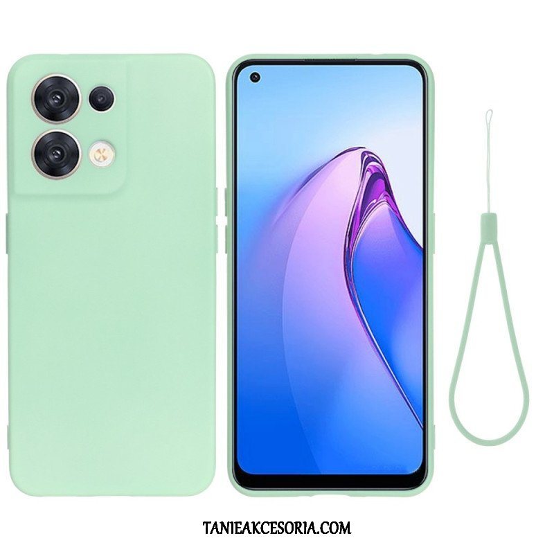 Futerały do Oppo Reno 8 z Łańcuch Płynny Silikon W Paski