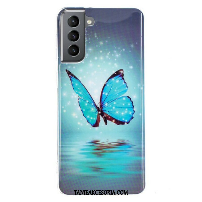 Futerały do Samsung Galaxy S21 FE Fluorescencyjny Niebieski Motyl