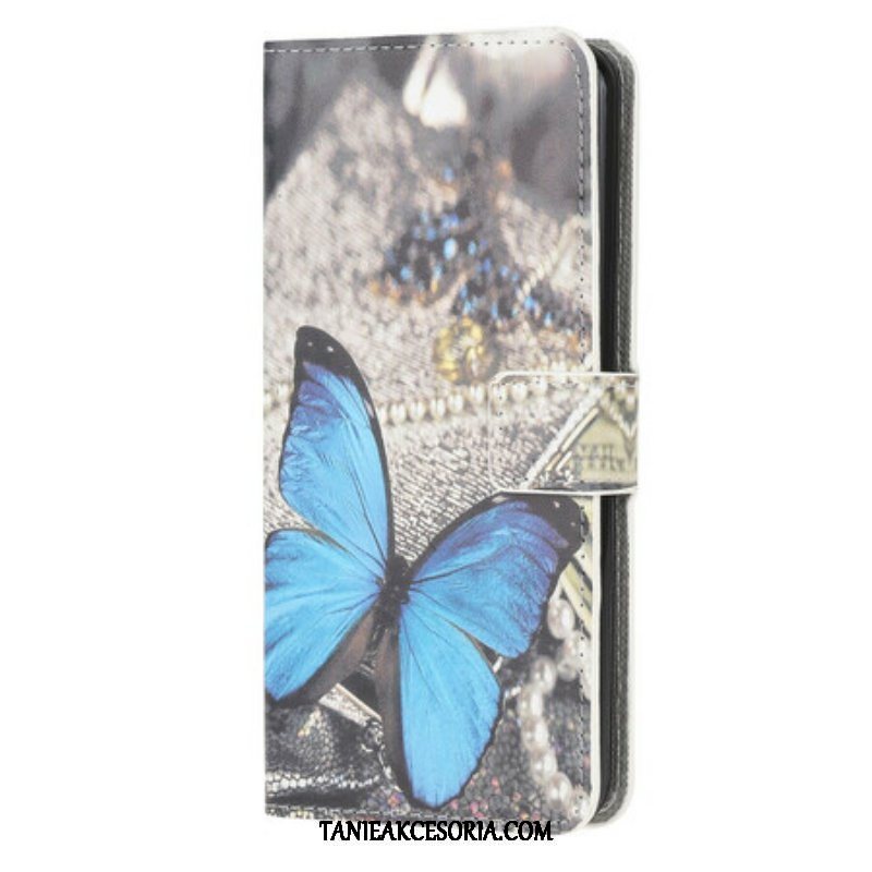 Obudowa Etui Na Telefon do Samsung Galaxy A42 5G Prestiżowy Motyl W Kolorze Niebieskim