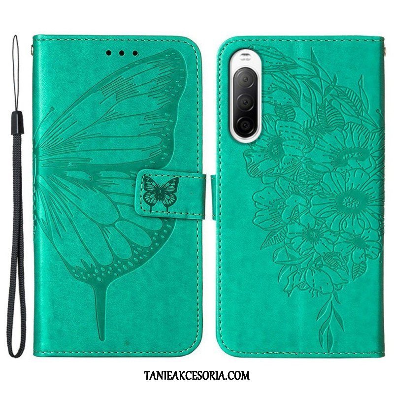 Obudowa Etui Na Telefon do Sony Xperia 10 IV Motyl Ze Smyczą