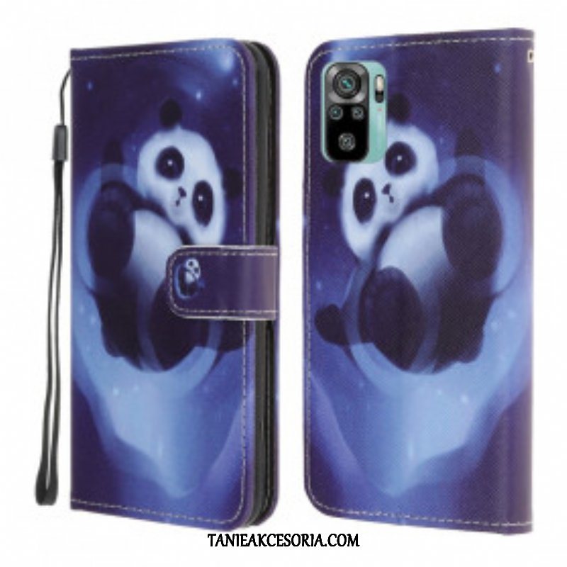 Obudowa Etui Na Telefon do Xiaomi Redmi Note 10 / 10S z Łańcuch Panda Space Ze Smyczą