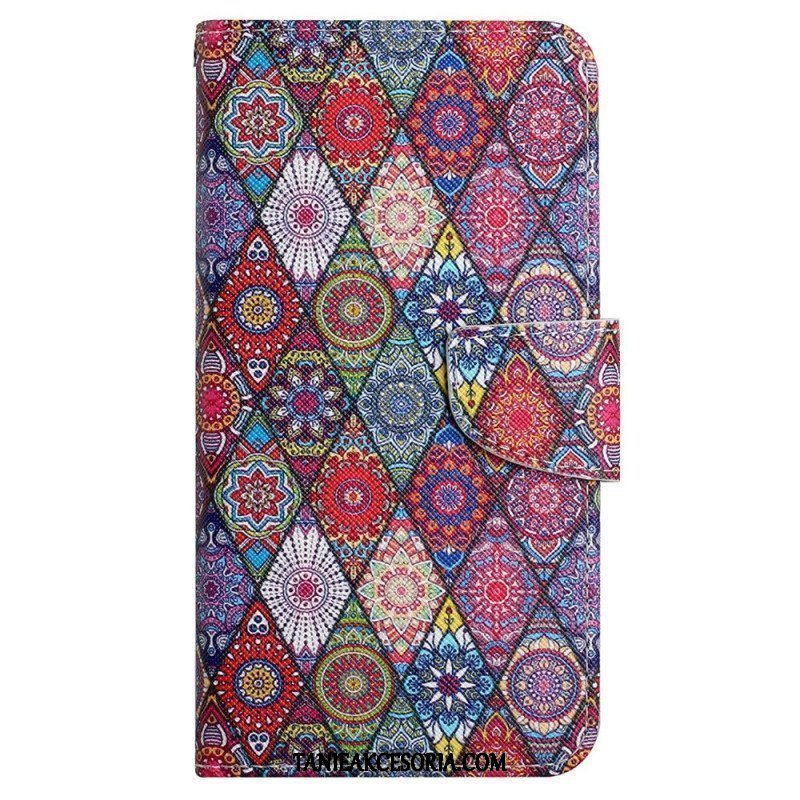 Obudowa Etui Na Telefon do iPhone 15 z Łańcuch Ładny Patchwork Z Paskiem