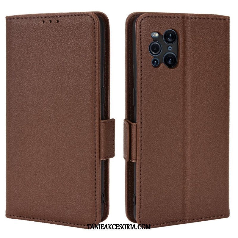 Skórzany Futerał do Oppo Find X3 Pro Etui Folio Flap Double Litchi Nowe Kolory