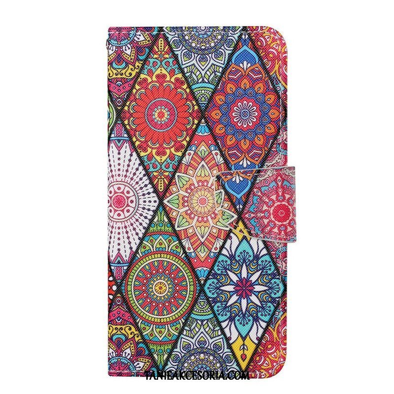 Skórzany Futerał do iPhone 13 Pro Patchwork Ze Smyczą